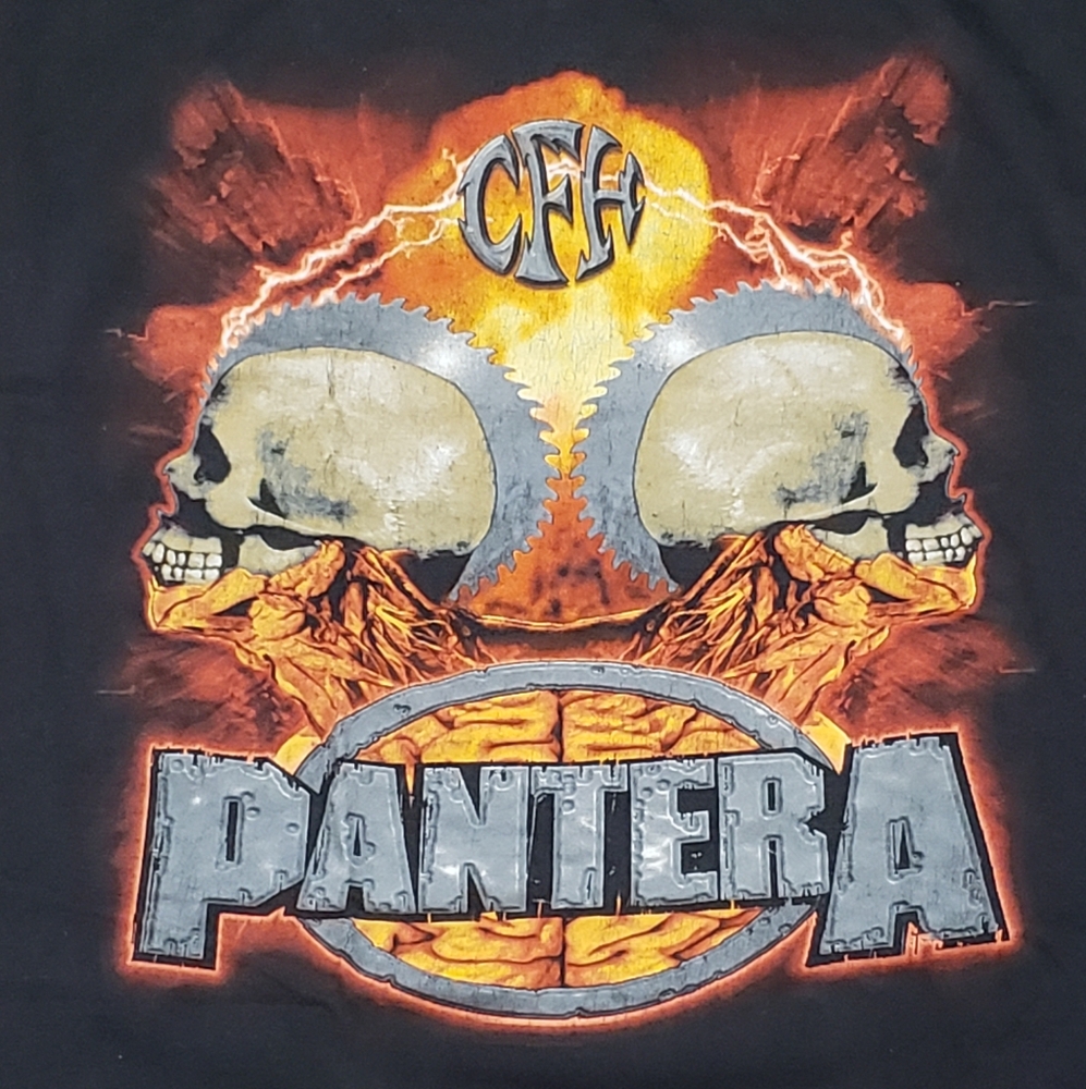 Vintage Pantera Band T Shirt CFH Skulls With Saw Blades